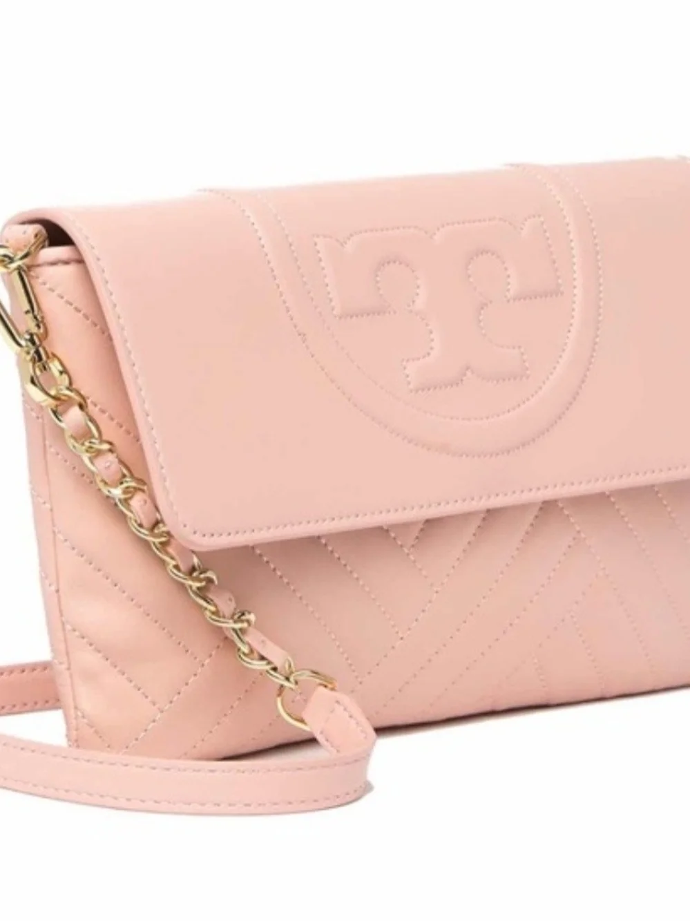 Tory Burch Alexa Quilted Crossbody Bag in Blush Pink